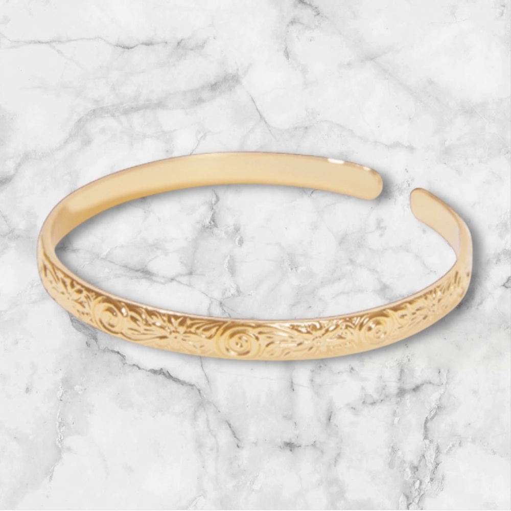 Our Spare Change 18k Gold-Plated Floral Cuff New w/ Pouch